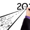 Hot Marketing Trends of 2017 That Small Businesses Should Embrace Hand drawing doodle way and number 2017
