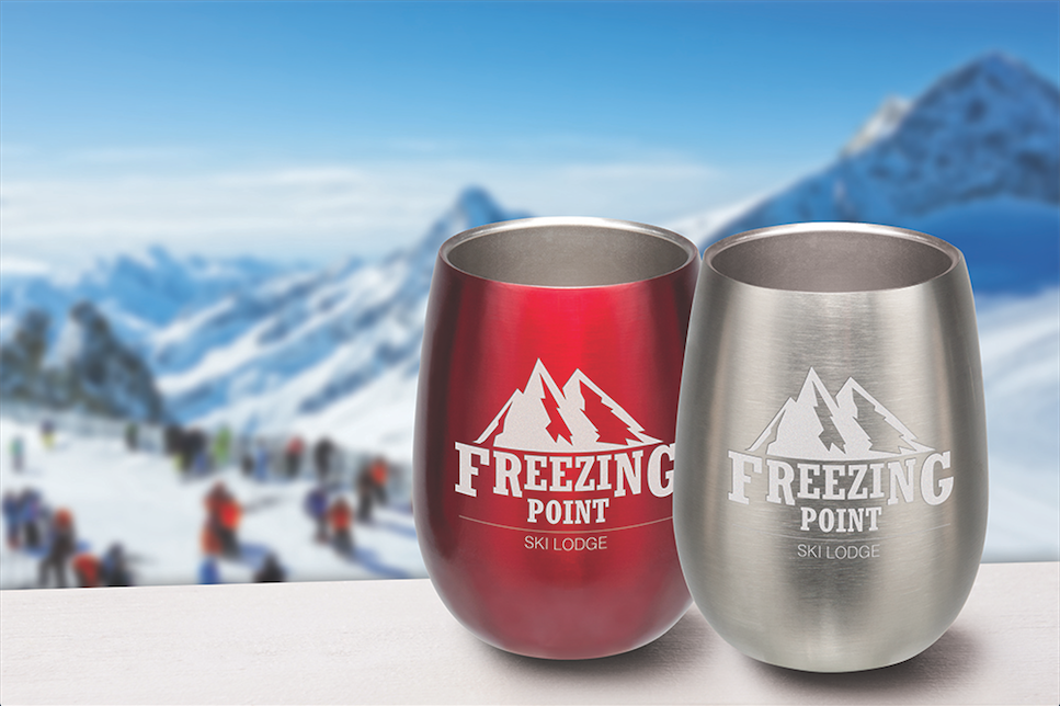 Stainless Steel Win Cup with mountain background